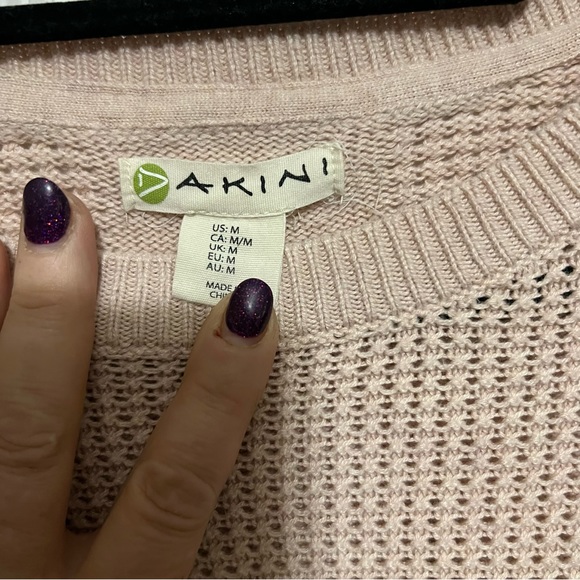 Dakini Long Sleeve Crochet Knit Tunic Sweater with Zippers Size Med Pink - Picture 3 of 6